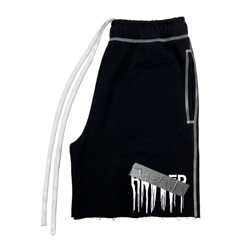 Ressed Black Seam Tape Shorts