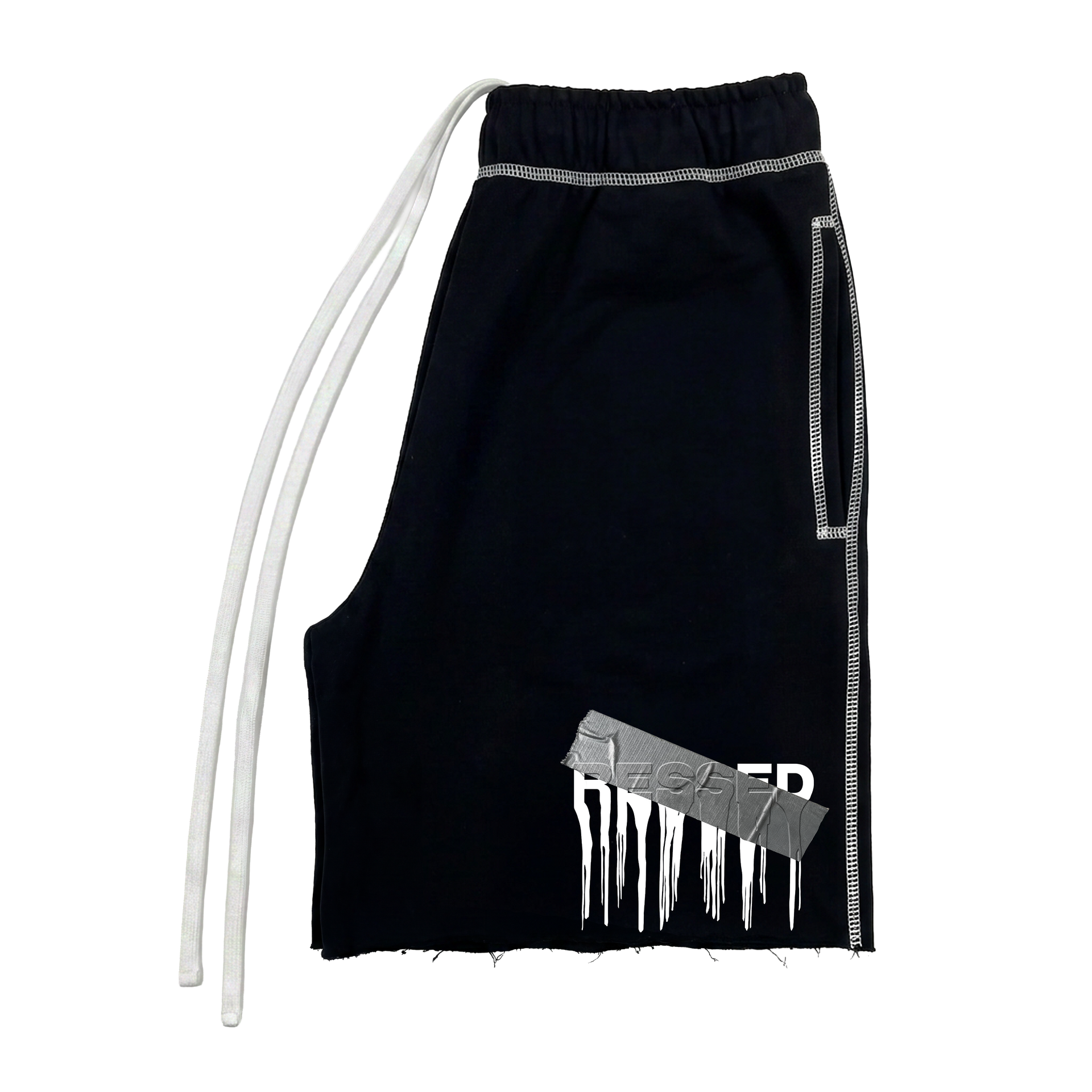 Ressed Black Seam Tape Shorts